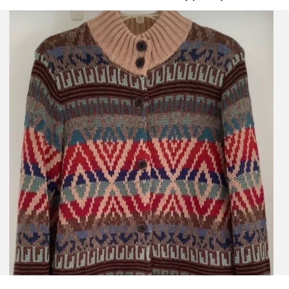 RALPH LAUREN JEANS COMPANY SOUTHWESTERN HAND KNIT WOMAN COTTON JACKET SIZE 1X
